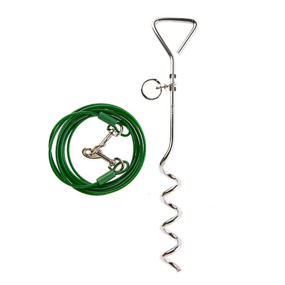Top Paw Dog tie out with spiral stake (15 ft, 100lbs)